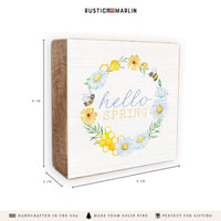 Hello Spring Wreath Block Sign