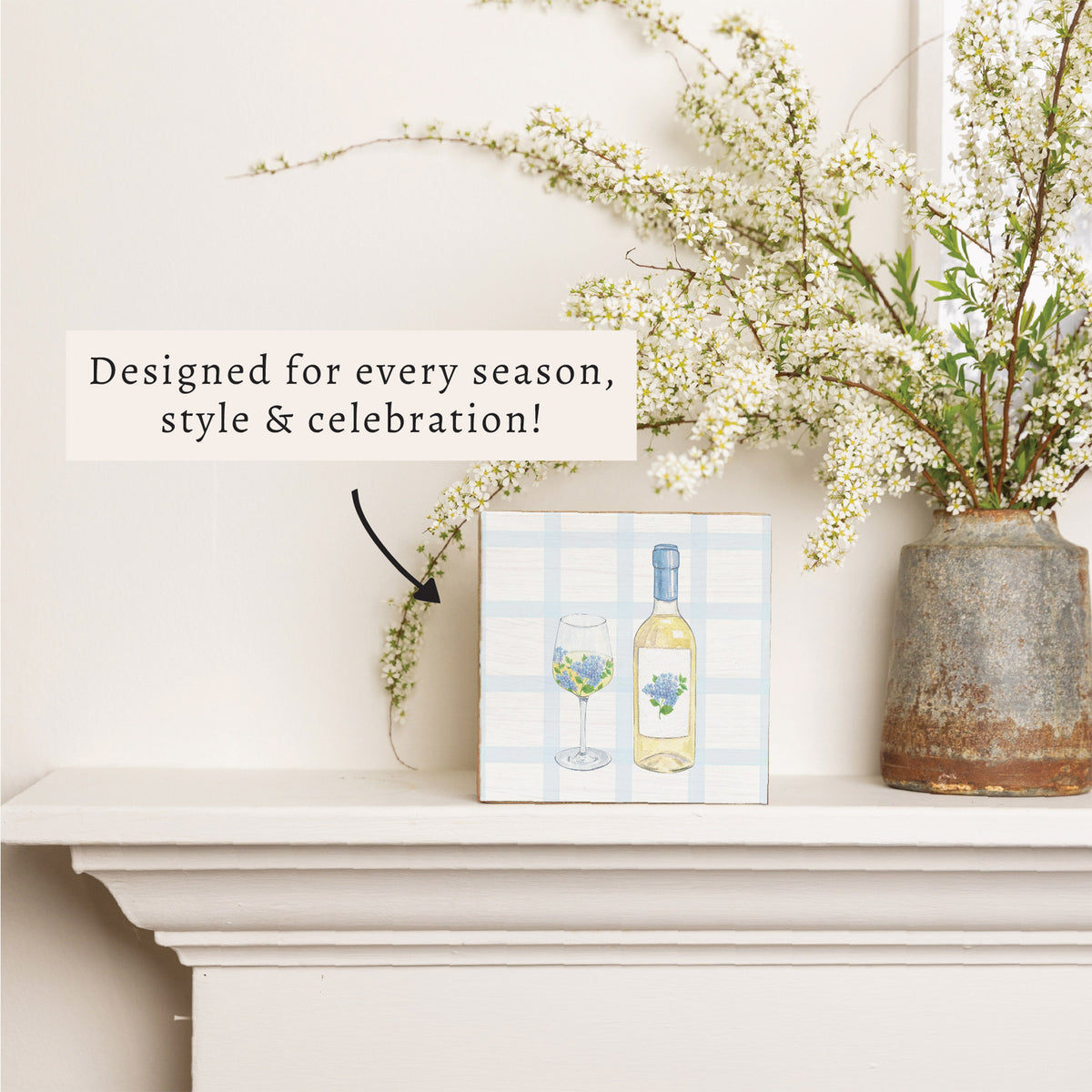 Hydrangea Wine Block Sign