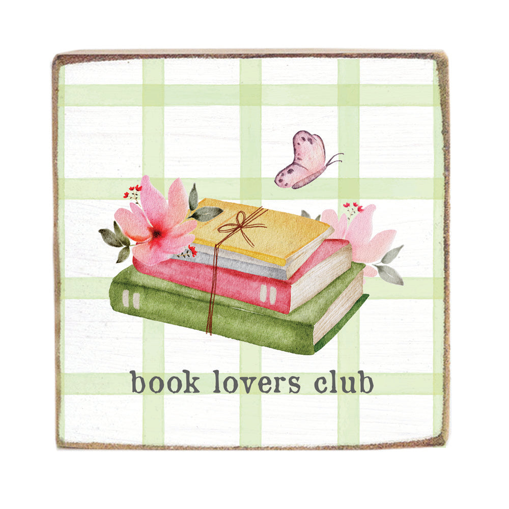 Book Lover Club Square Block Sign