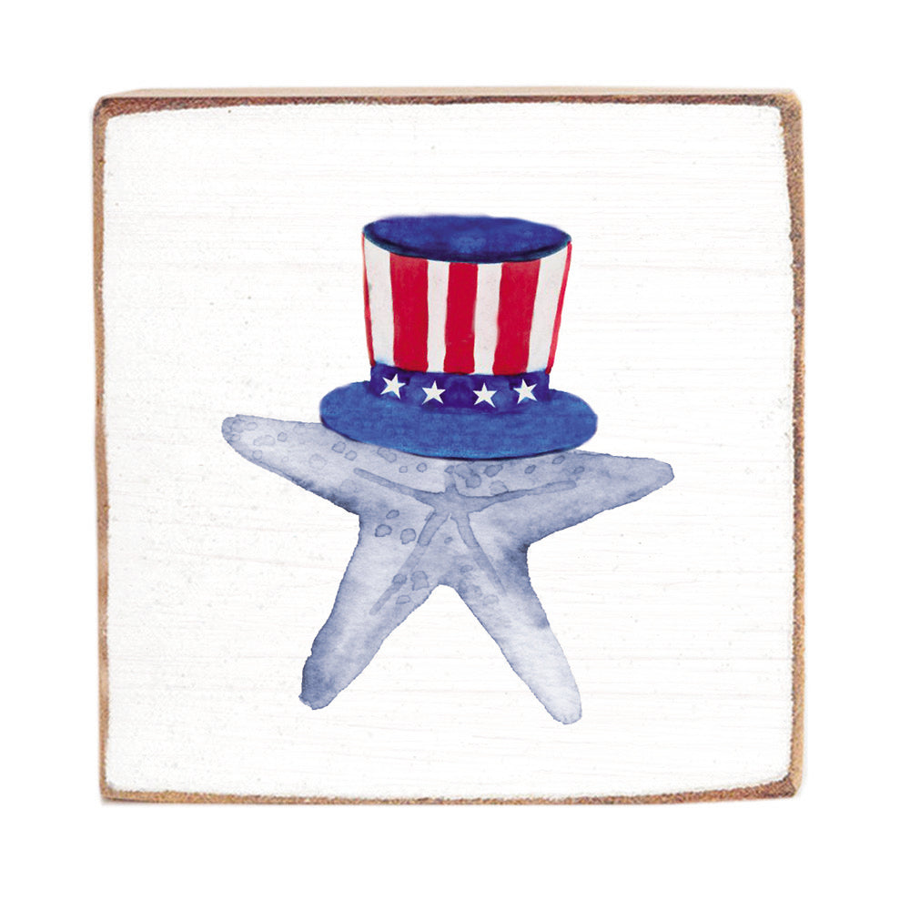 Uncle Sam Starfish Square Block Sign