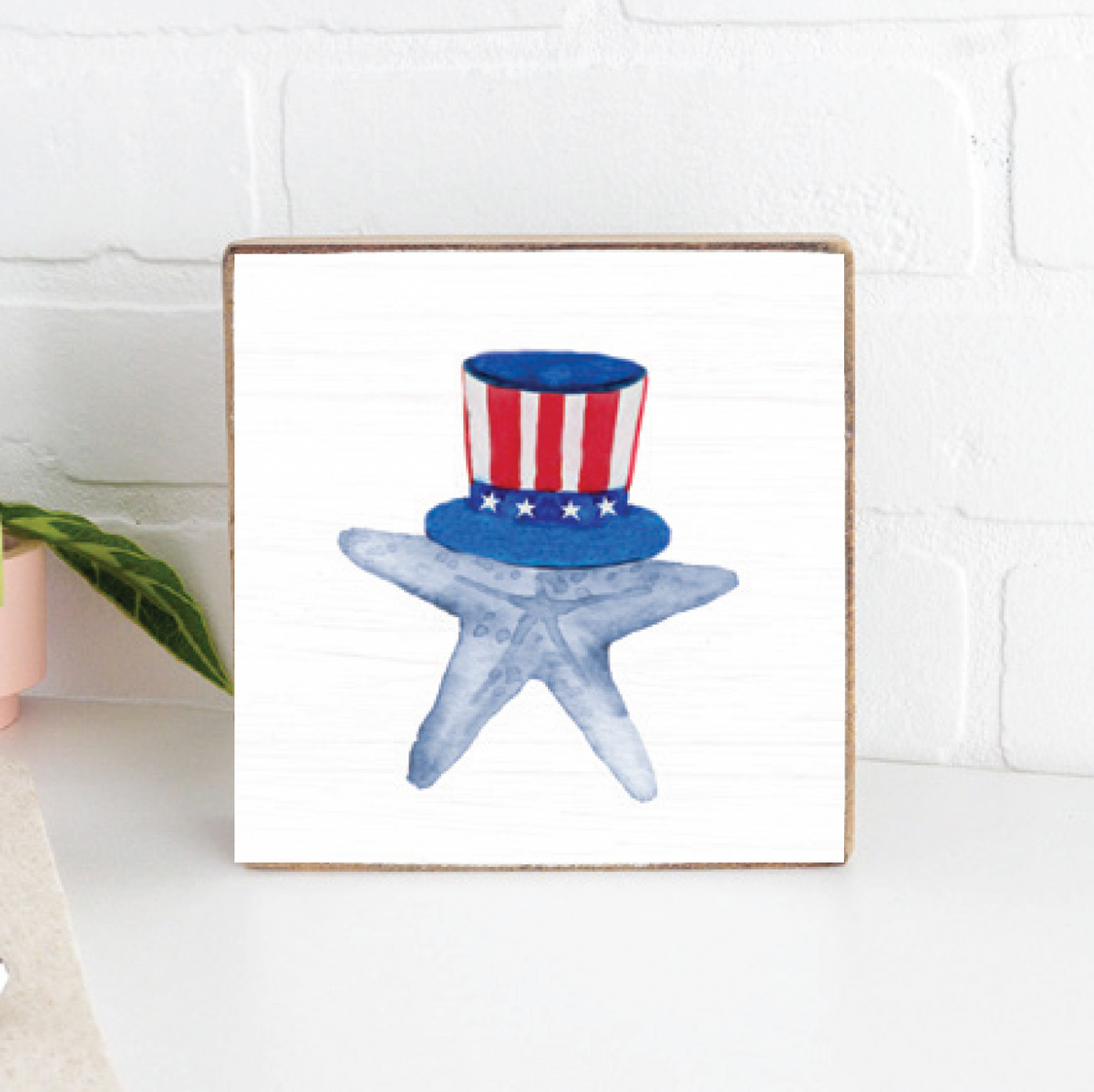 Uncle Sam Starfish Square Block Sign