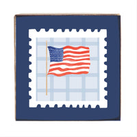 America Flag In Stamp Square Block Sign