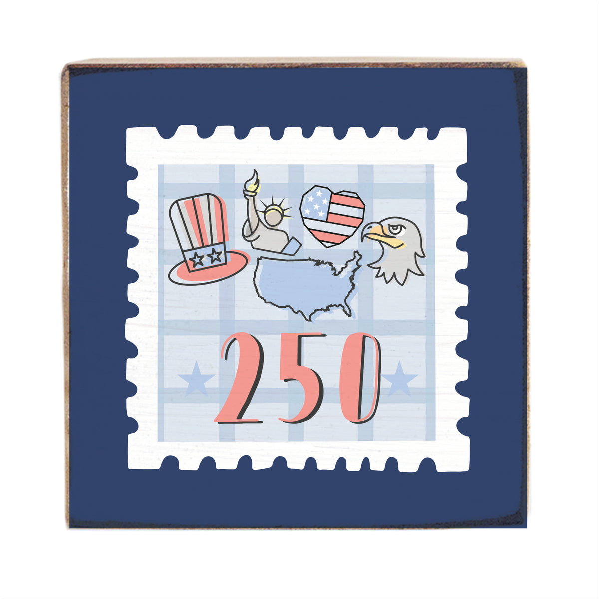 America 250 In Stamp Square Block Sign