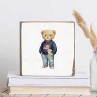 Teddy Bear American Iced Coffee Block Sign