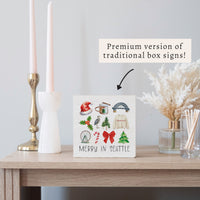 Merry In Seattle Icons Block Sign