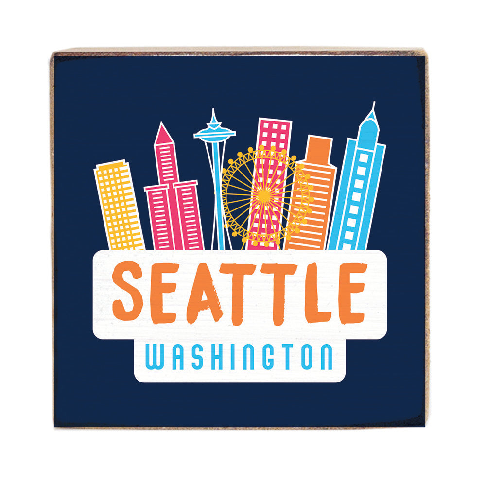 Seattle City in Color Block Sign
