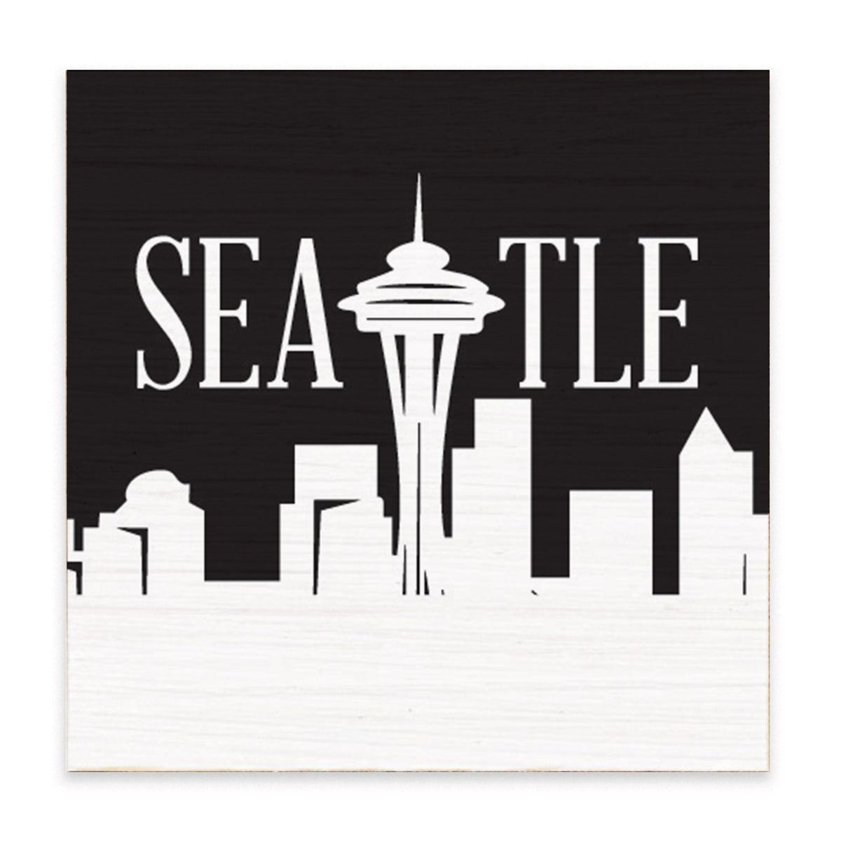 Seattle City Outline Block Square Sign