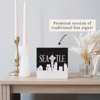 Seattle City Outline Block Square Sign