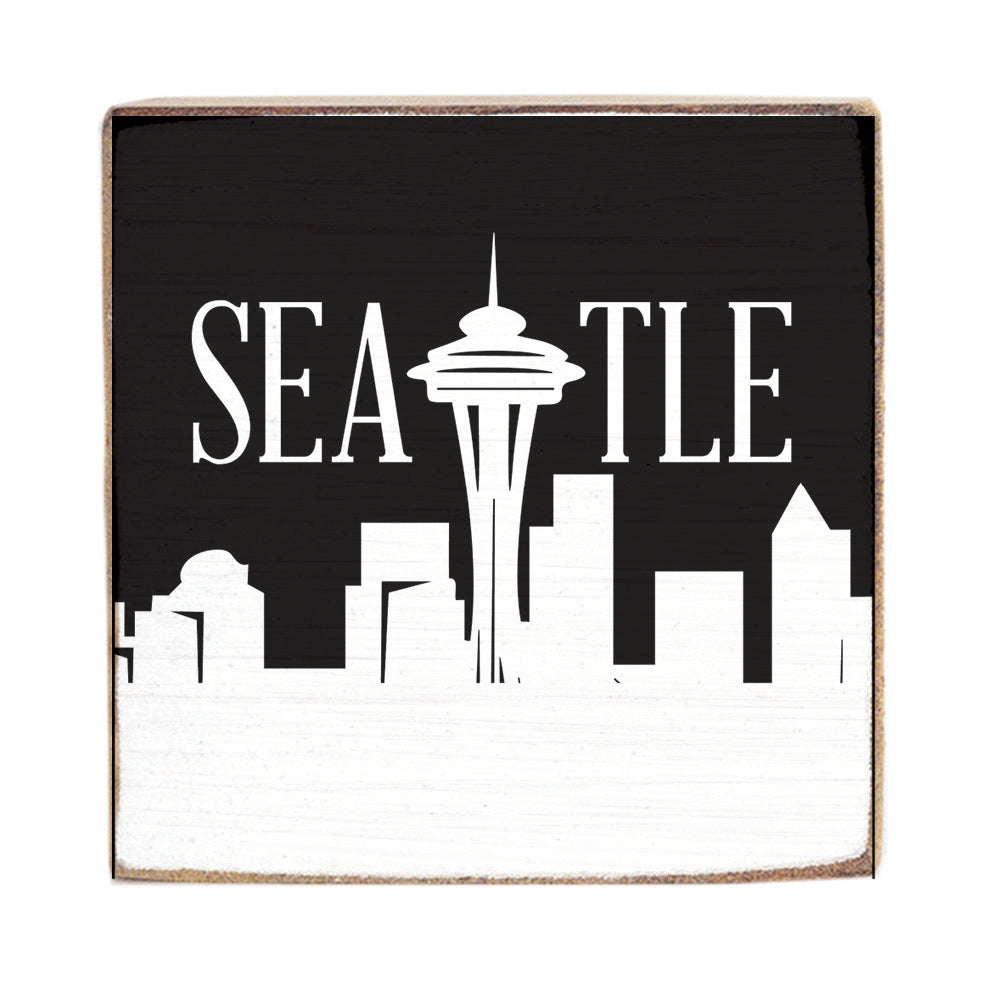 Seattle City Outline Block Square Sign