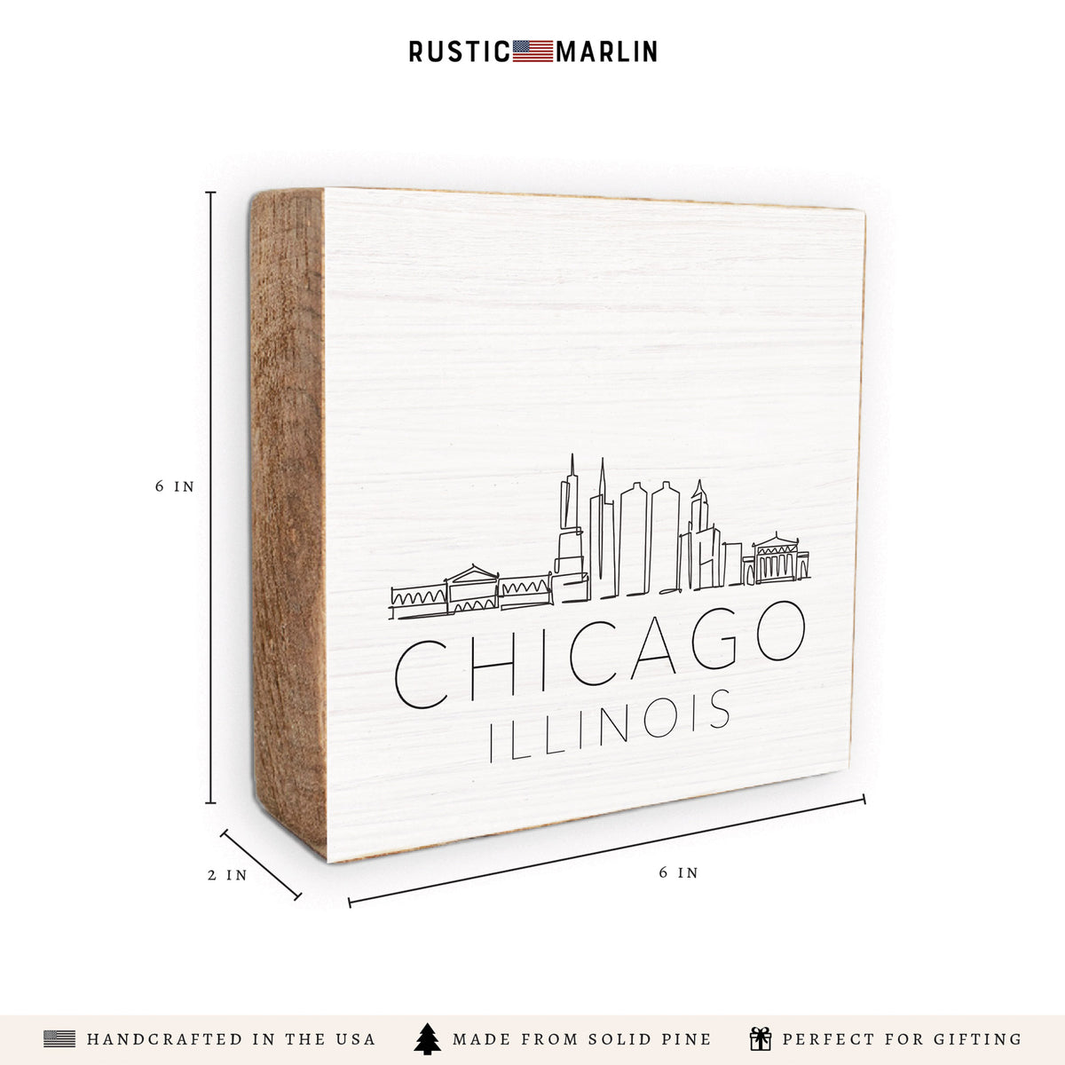 Chicago City Line Art Block Sign
