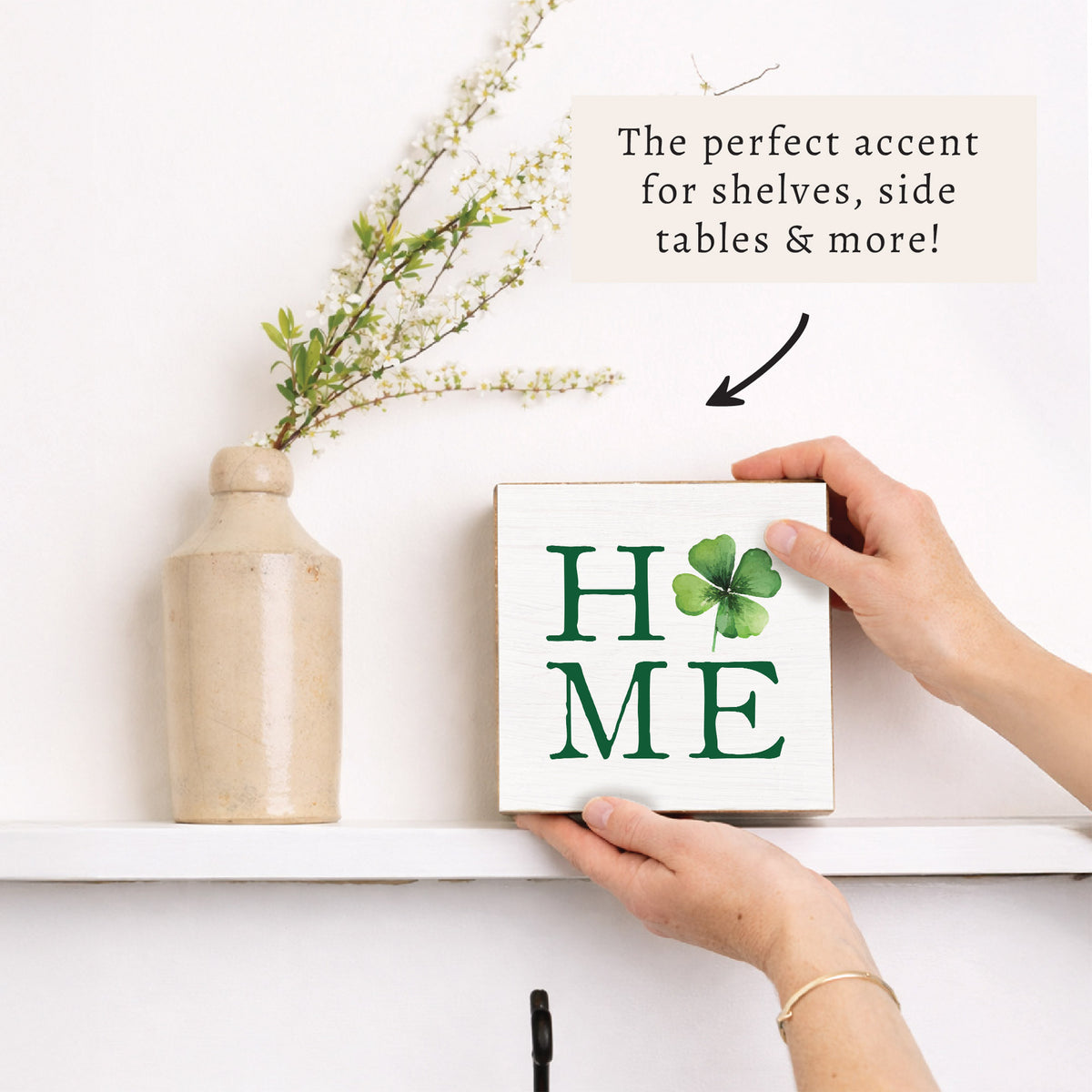 Home Shamrock Block Sign