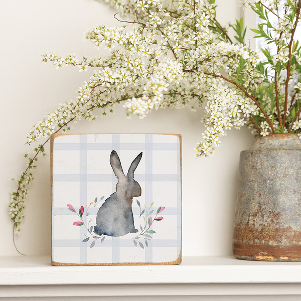 Easter Gingham Bunny Block Sign