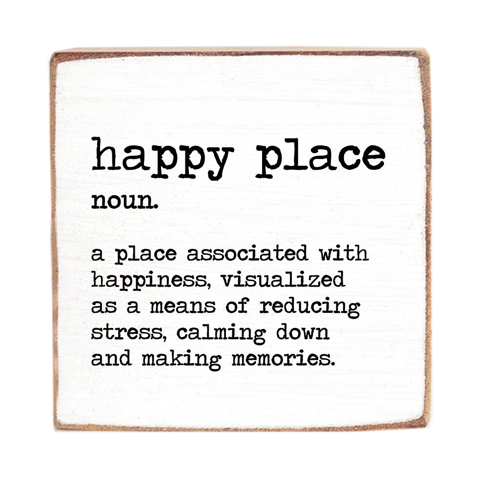 Happy Place Definition Block Sign