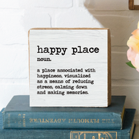 Happy Place Definition Block Sign