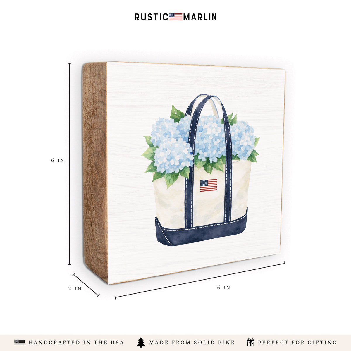 Hydrangea Flag Tote Block Sign