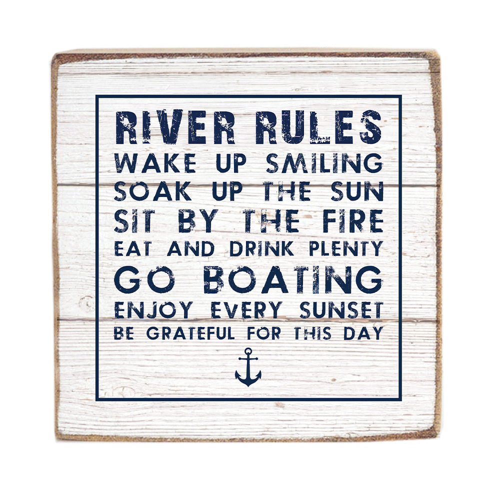 River Rules Block Sign