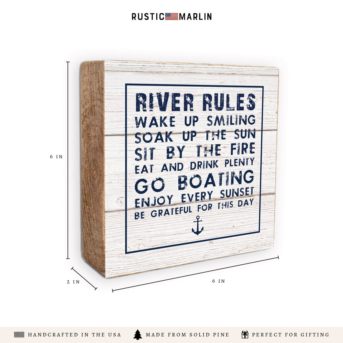 River Rules Block Sign