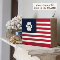 American Flag Paw Block Sign