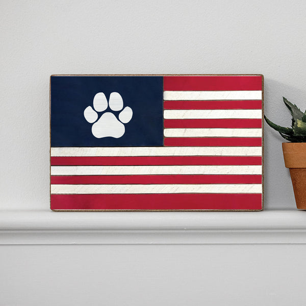 American Flag Paw Block Sign