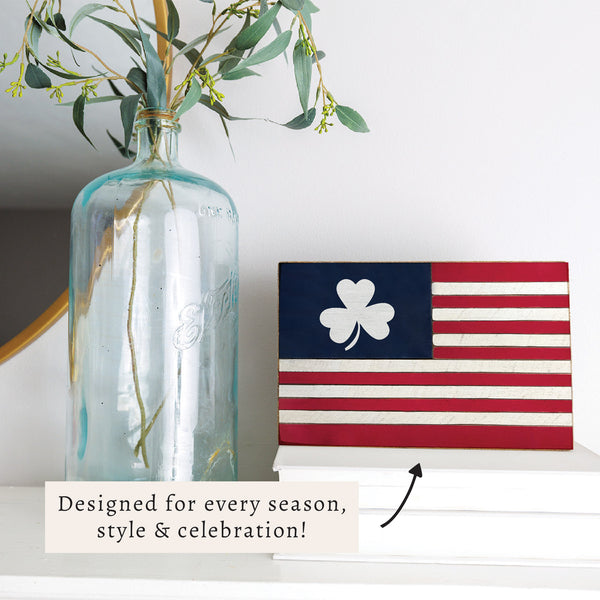 American Flag Shamrock Block Sign