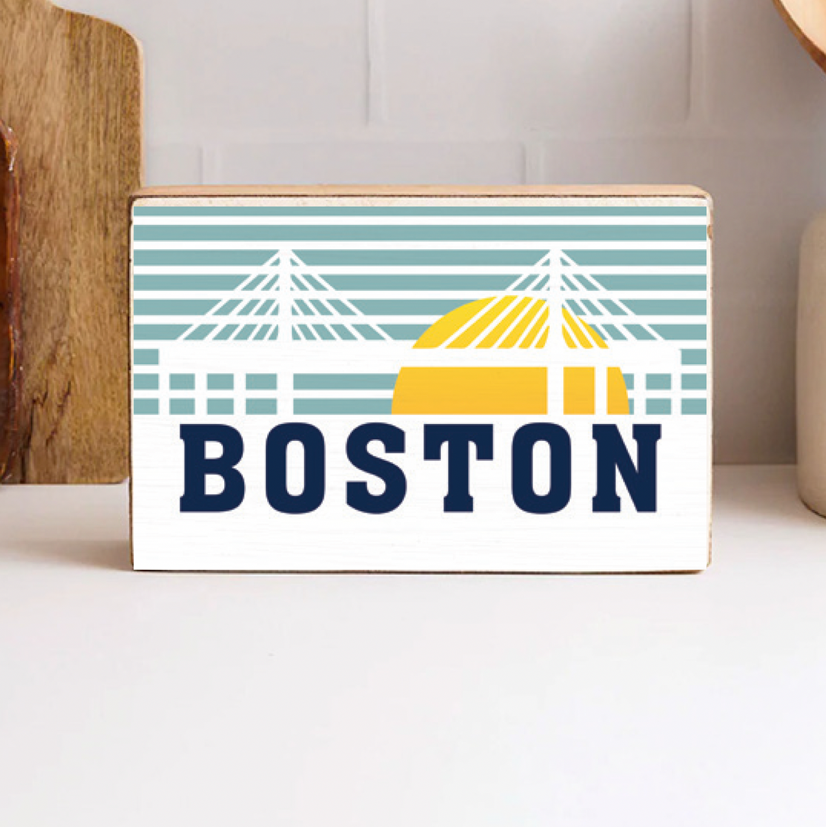 Boston Bridge Decorative Wooden Block