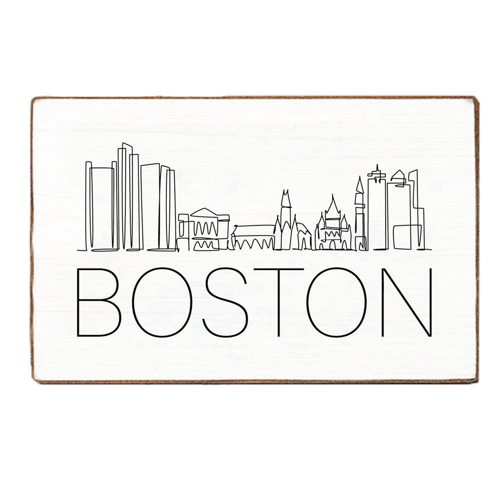 Boston Line Art Skyline Block Sign
