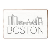 Boston Line Art Skyline Block Sign