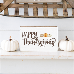 Happy Thanksgiving Decorative Wooden Block