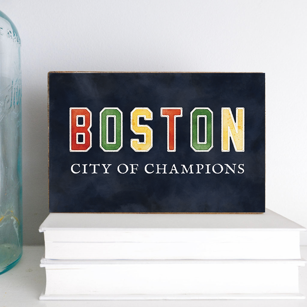 Boston City of Champions Decorative Wooden Block