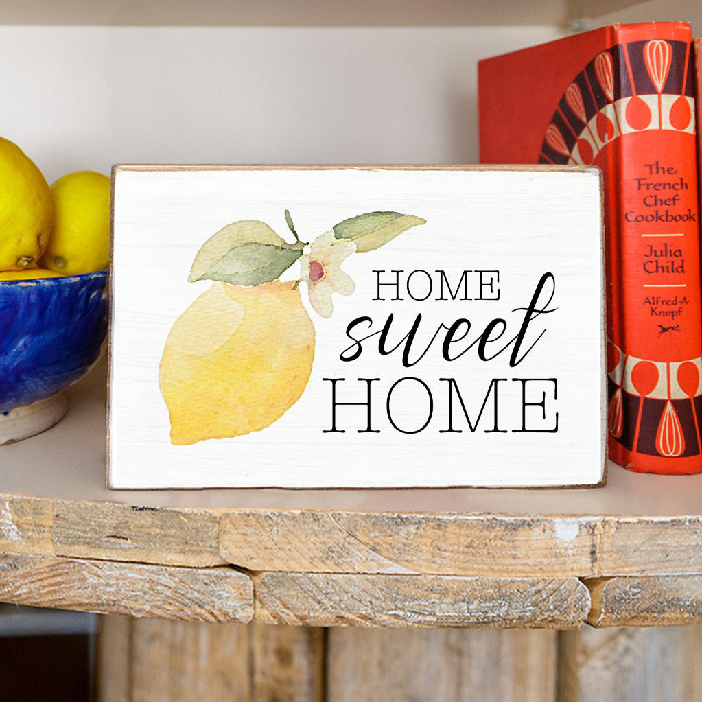 Lemon Home Sweet Home Decorative Wooden Block