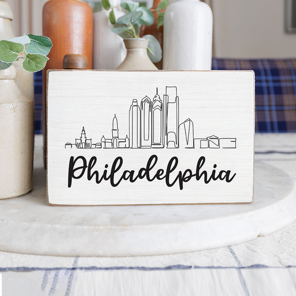 Philadelphia Skyline Block Sign