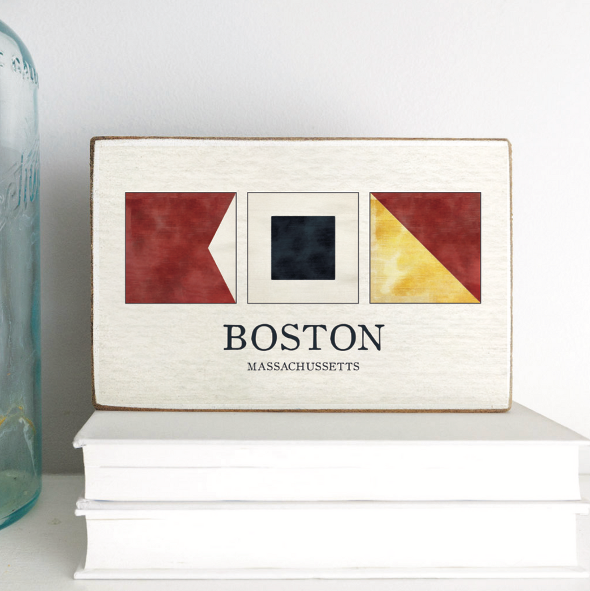 Boston Nautical Letters Decorative Wooden Block