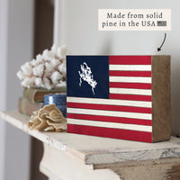 American Flag Lake Winnipesaukee Block Sign