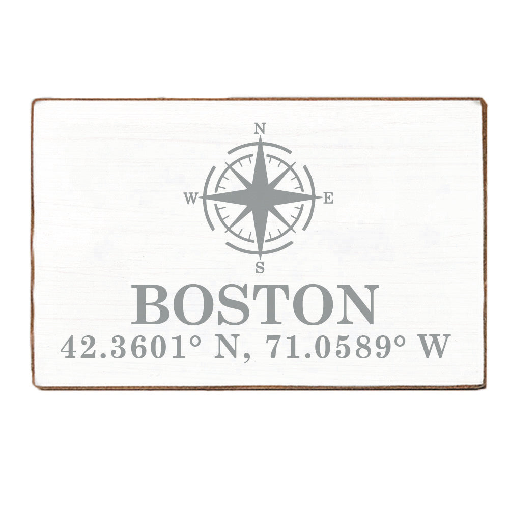 Compass + Coordinates Personalized Block Sign