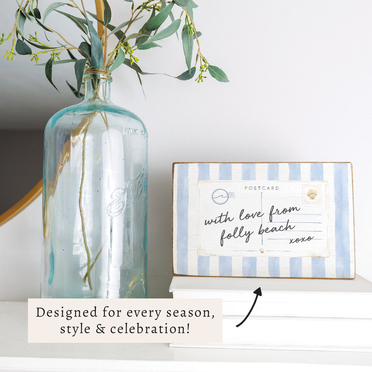 Coastal Postcard Personalized Block Sign