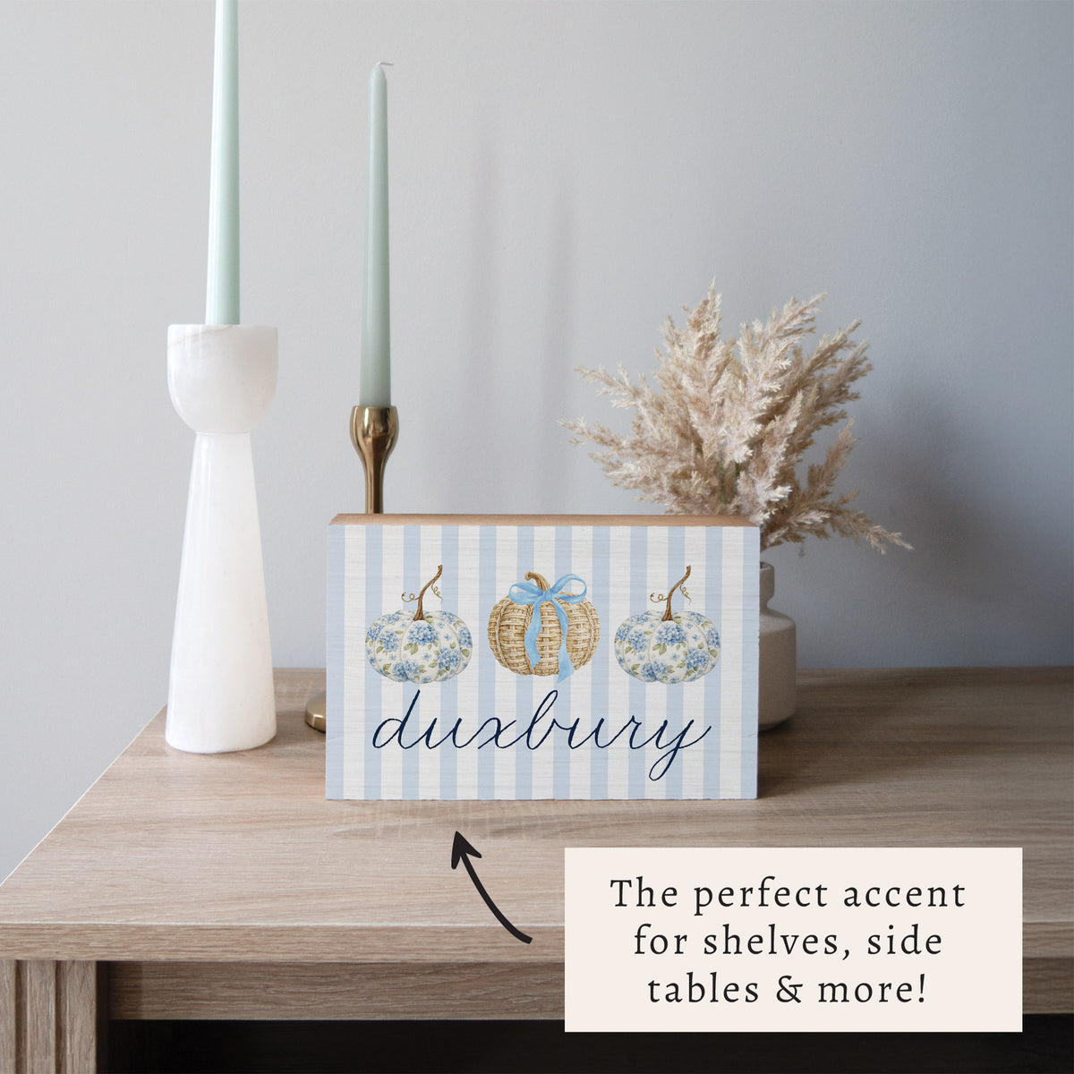 Coastal Pumpkins Personalized Block Sign