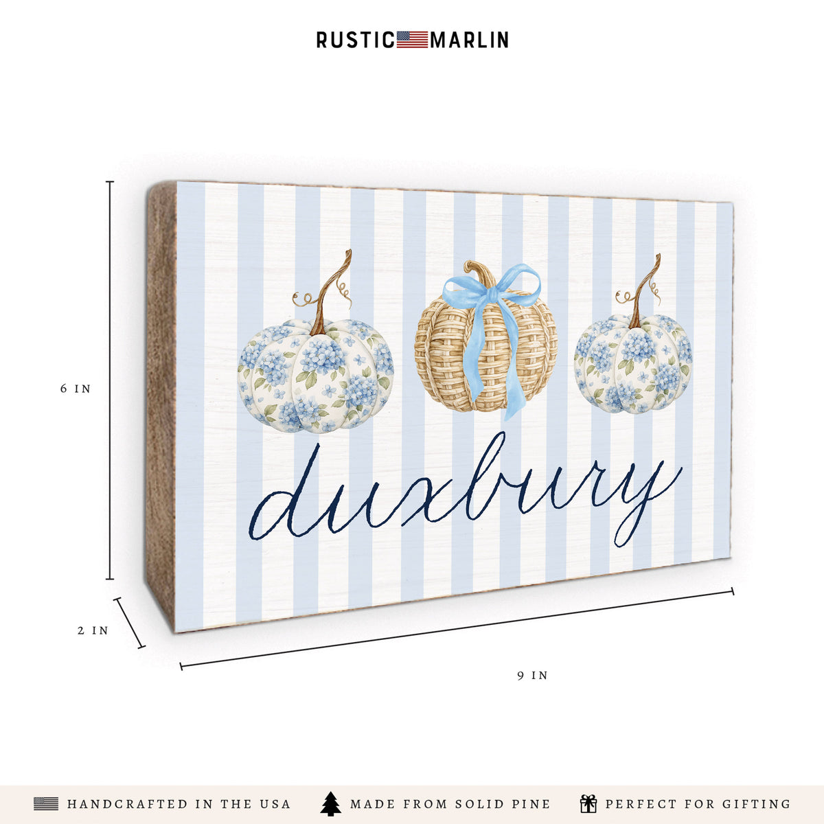 Coastal Pumpkins Personalized Block Sign
