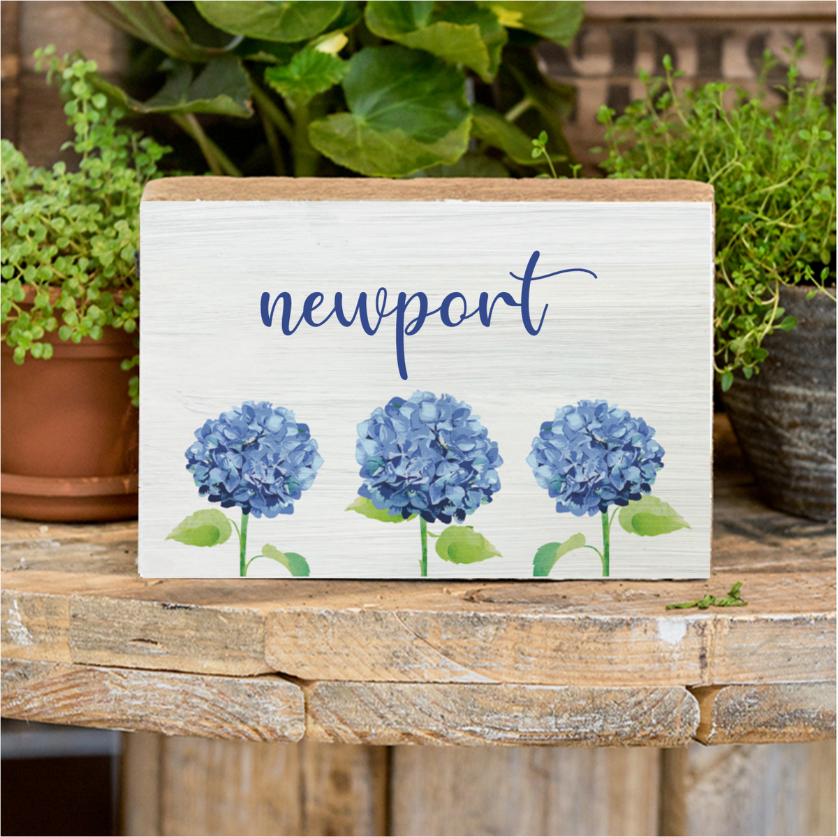 Hydrangea Personalized Block Sign