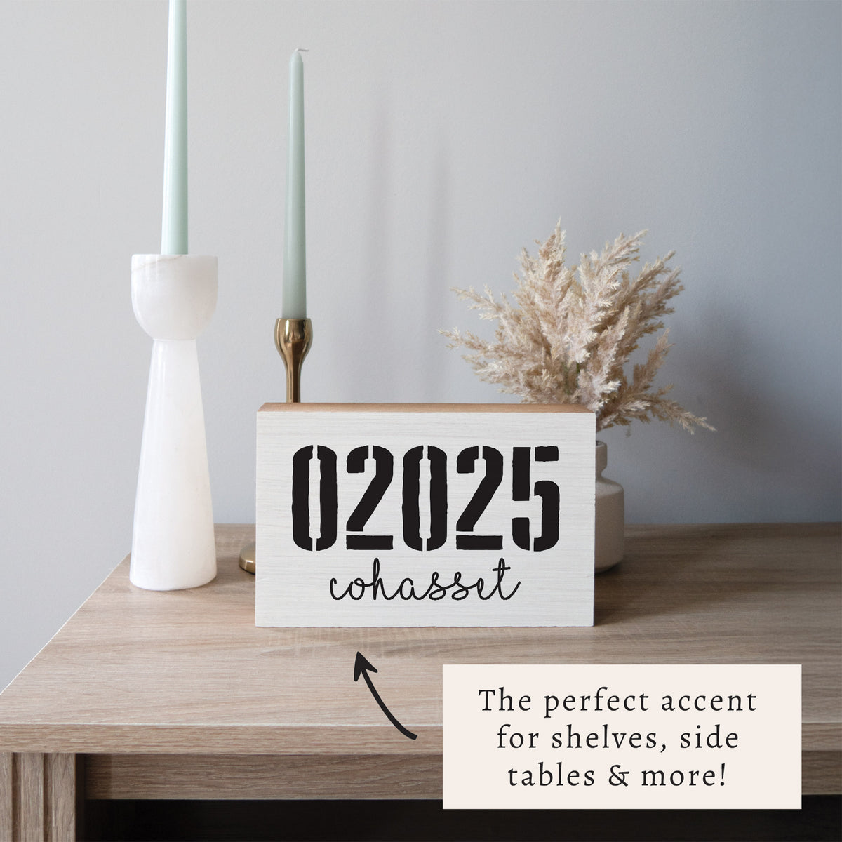 Zip Code & Town Personalized Block Sign