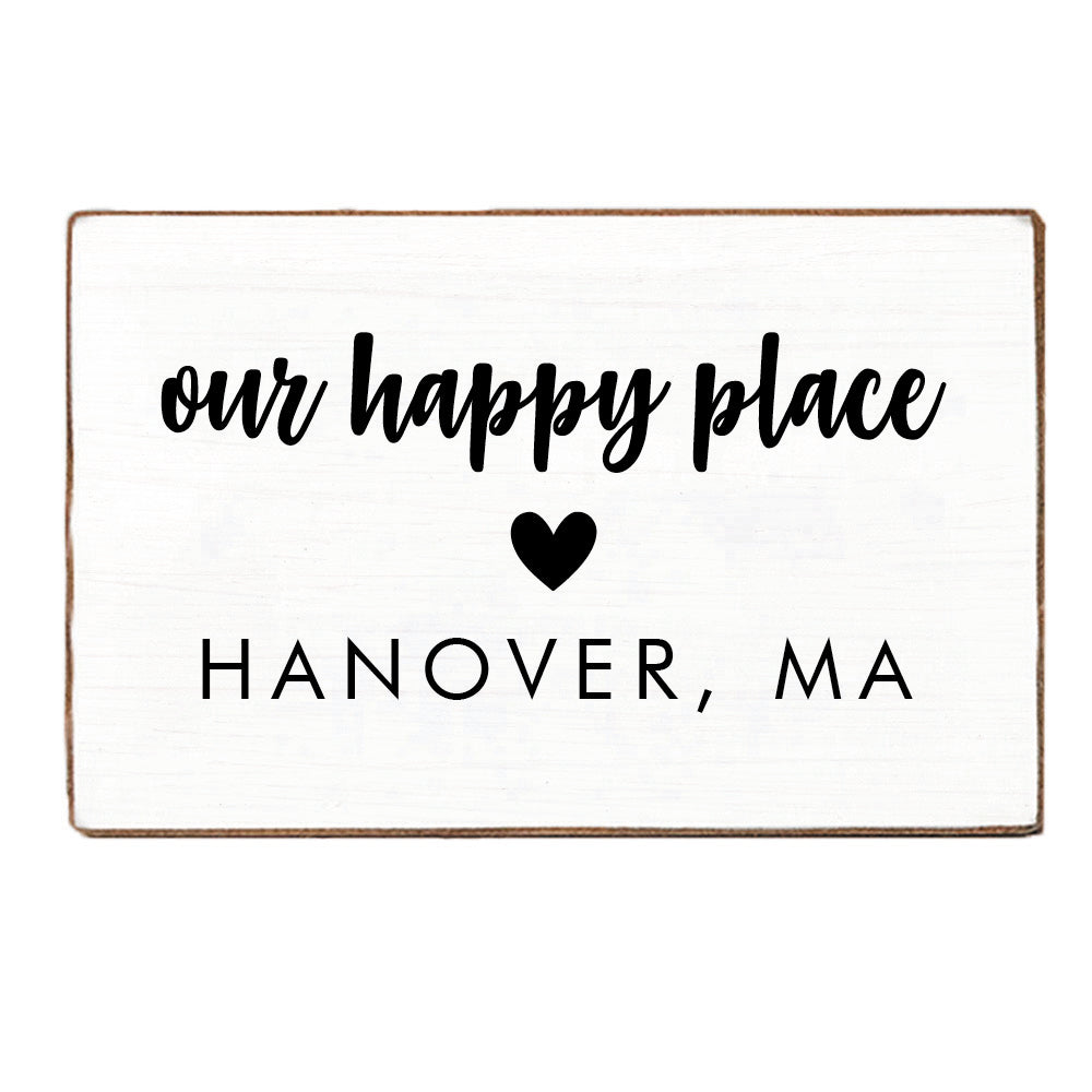 Our Happy Place Personalized Block Sign