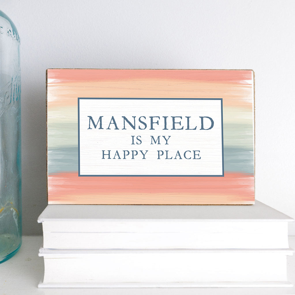 Personalized Happy Place Decorative Wooden Block