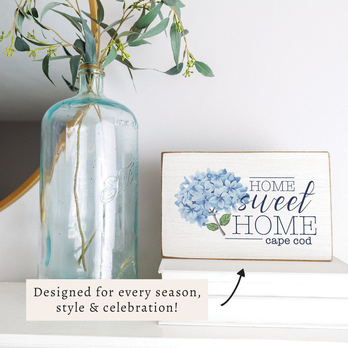 Blooming Hydrangea Home Sweet Home Personalized Block Sign