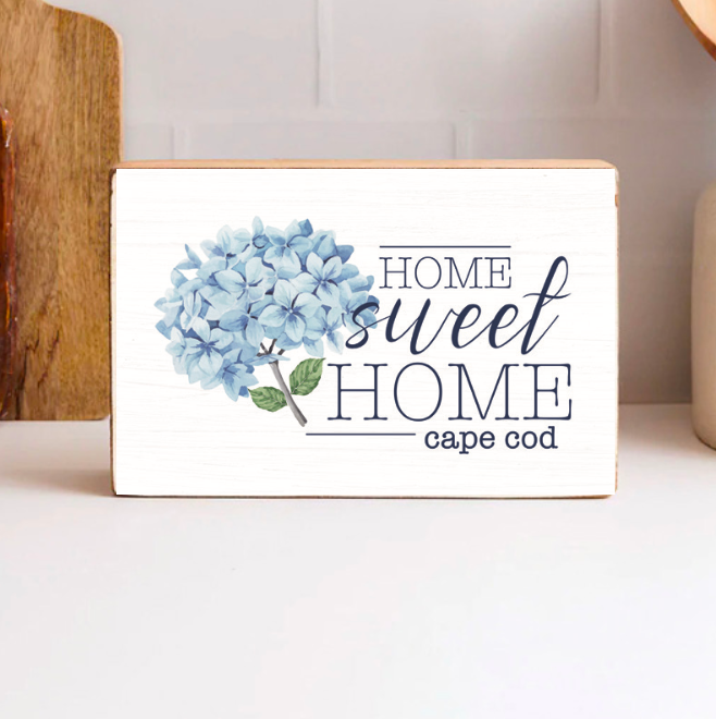 Personalized Endless Summer Hydrangea Home Sweet Home Decorative Wooden Block