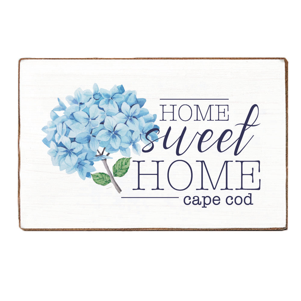 Blooming Hydrangea Home Sweet Home Personalized Block Sign