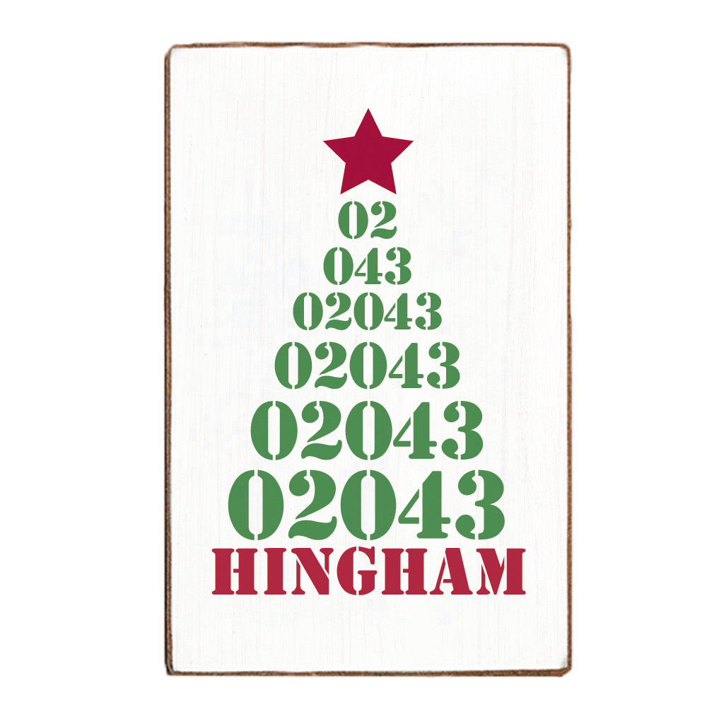 Christmas Tree Zip Code Personalized Block Sign