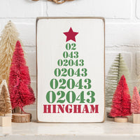 Christmas Tree Zip Code Personalized Block Sign