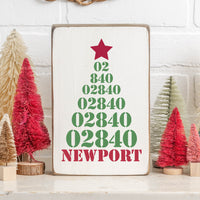 Christmas Tree Zip Code Personalized Block Sign