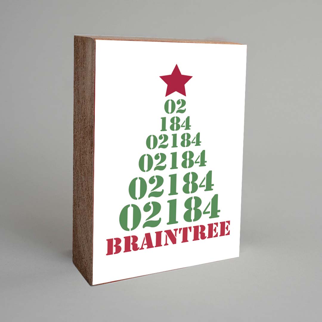 Christmas Tree Zip Code Personalized Block Sign