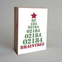 Christmas Tree Zip Code Personalized Block Sign