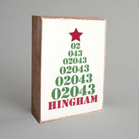 Christmas Tree Zip Code Personalized Block Sign